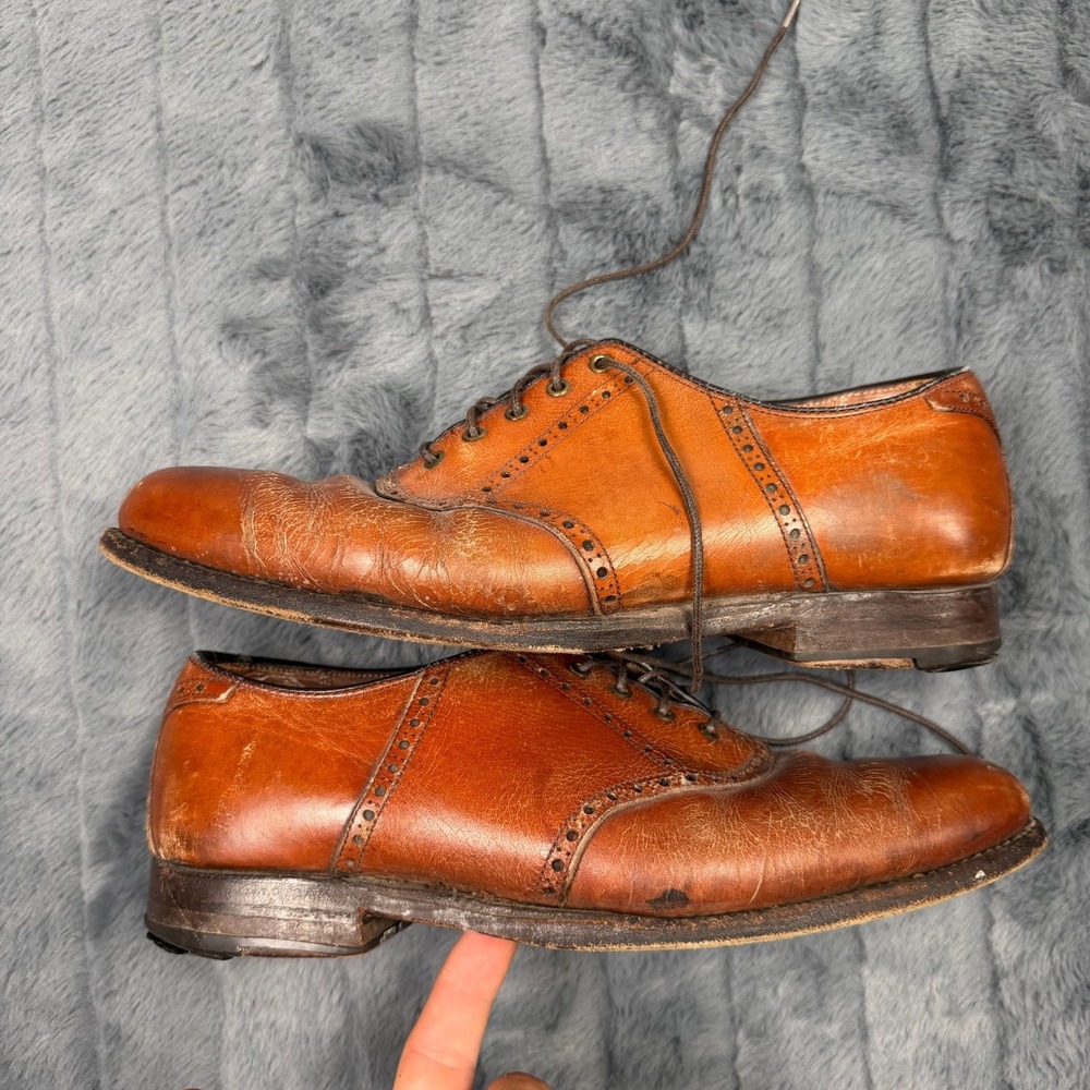 Alden 996 Shell Cordovan Saddle Shoes Mens 8 Brown Leather Oxford Brogue Dress